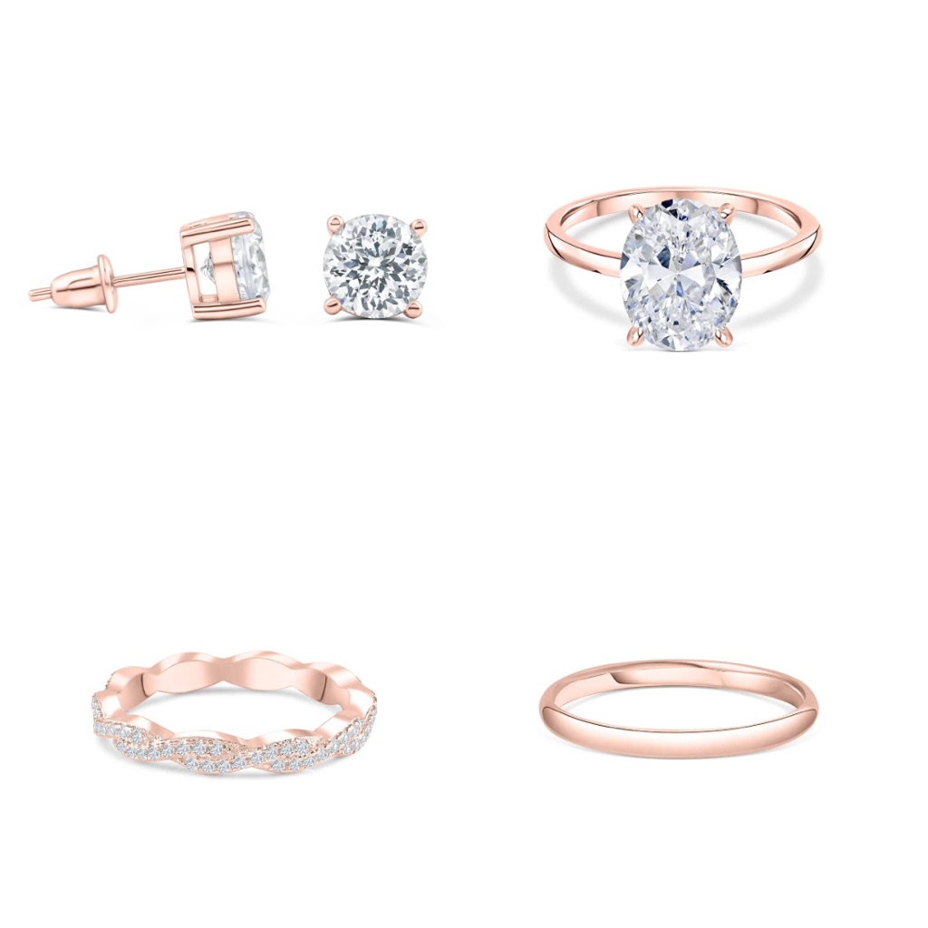 Modern Gents Rose Gold Ring Set And Earrings Nwt